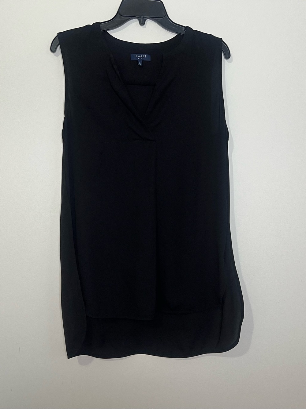 Kaari Blue Black Sleeveless V-Neck Layered Tunic
